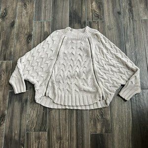 curio new york sweater  chunky knit zipper sides size large beige cream